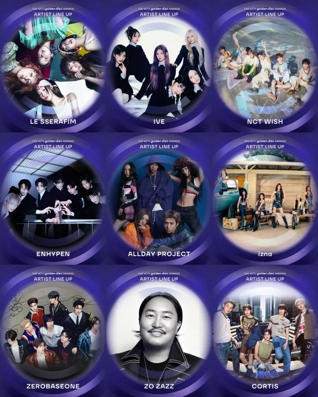 Golden Disc, Artist, IVE, NCT WISH, Le Sserafim, ENHYPEN, All Day Project, IZNA, ZEROBASEONE, Joe Chaeze, Cortis, Golden Disc Awards, KPOP