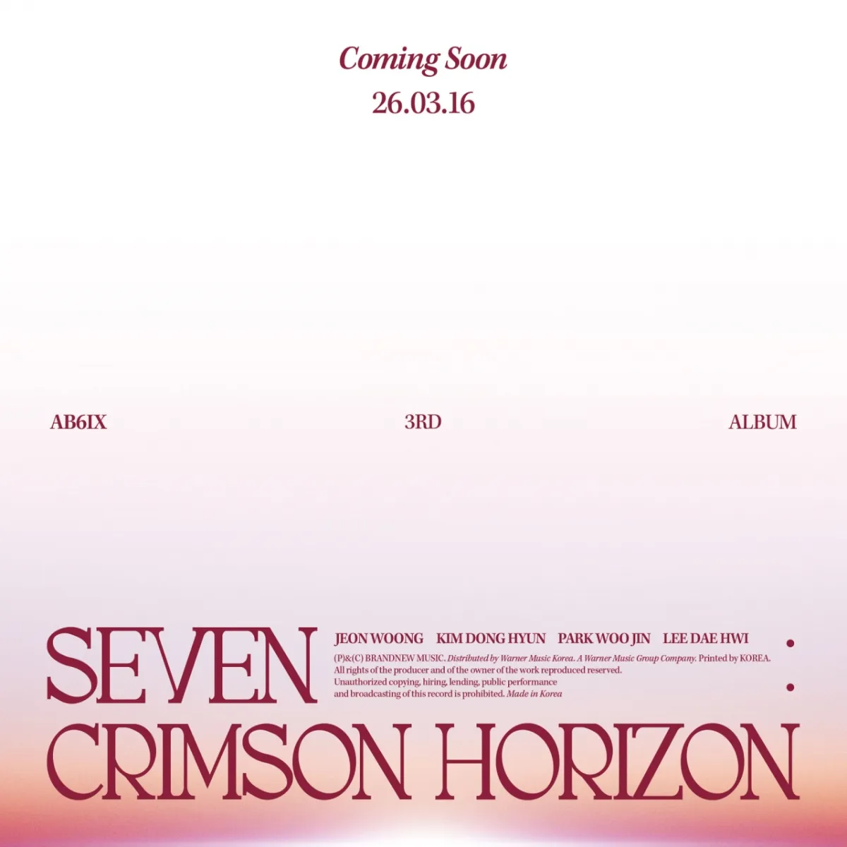 AB6IX, tái xuất, album phòng thu, concert, Park Woojin, Lee Daehwi, SEVEN : CRIMSON HORIZON, 6IX TO SEVEN