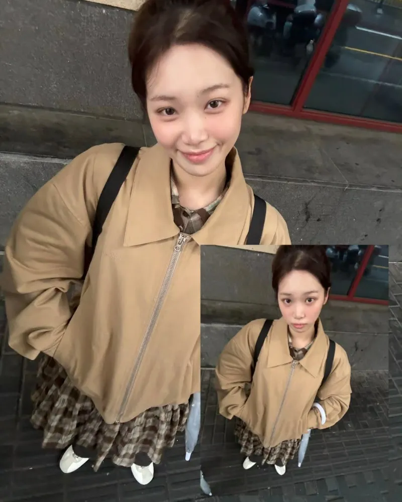 르세라핌 김채원, 레이어드 패션 '완벽 소화'…통통 튀는 매력