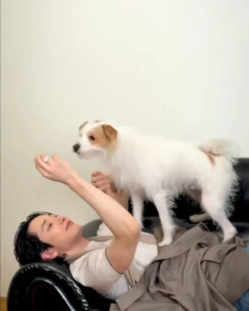 ¿Cómo resistirse a Lee Soo-hyuk con su perrito? Así de impactantes las fotos del detrás de cámaras