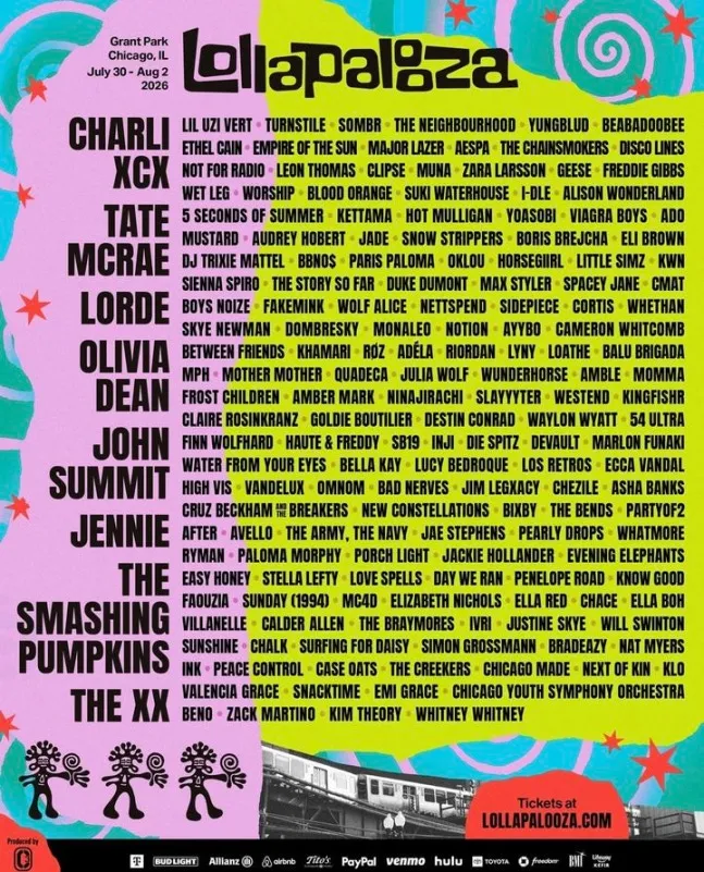 K-pop, JENNIE, Lollapalooza, 芝加哥, aespa, (G)I-DLE, BLACKPINK, 科爾蒂斯, Lollapalooza Chicago 2026
