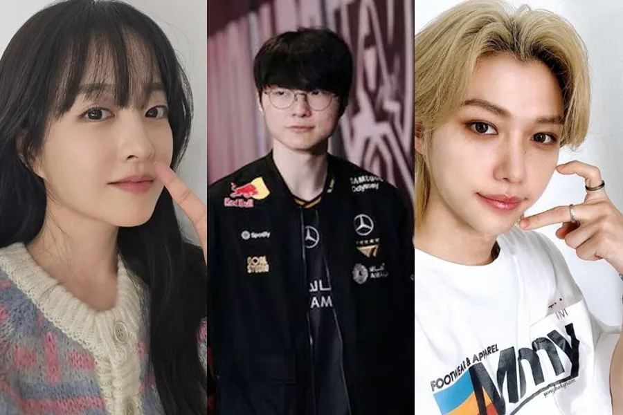 박보영→스키즈 필릭스…페이커의 T1 '쓰리핏' 축하 행렬