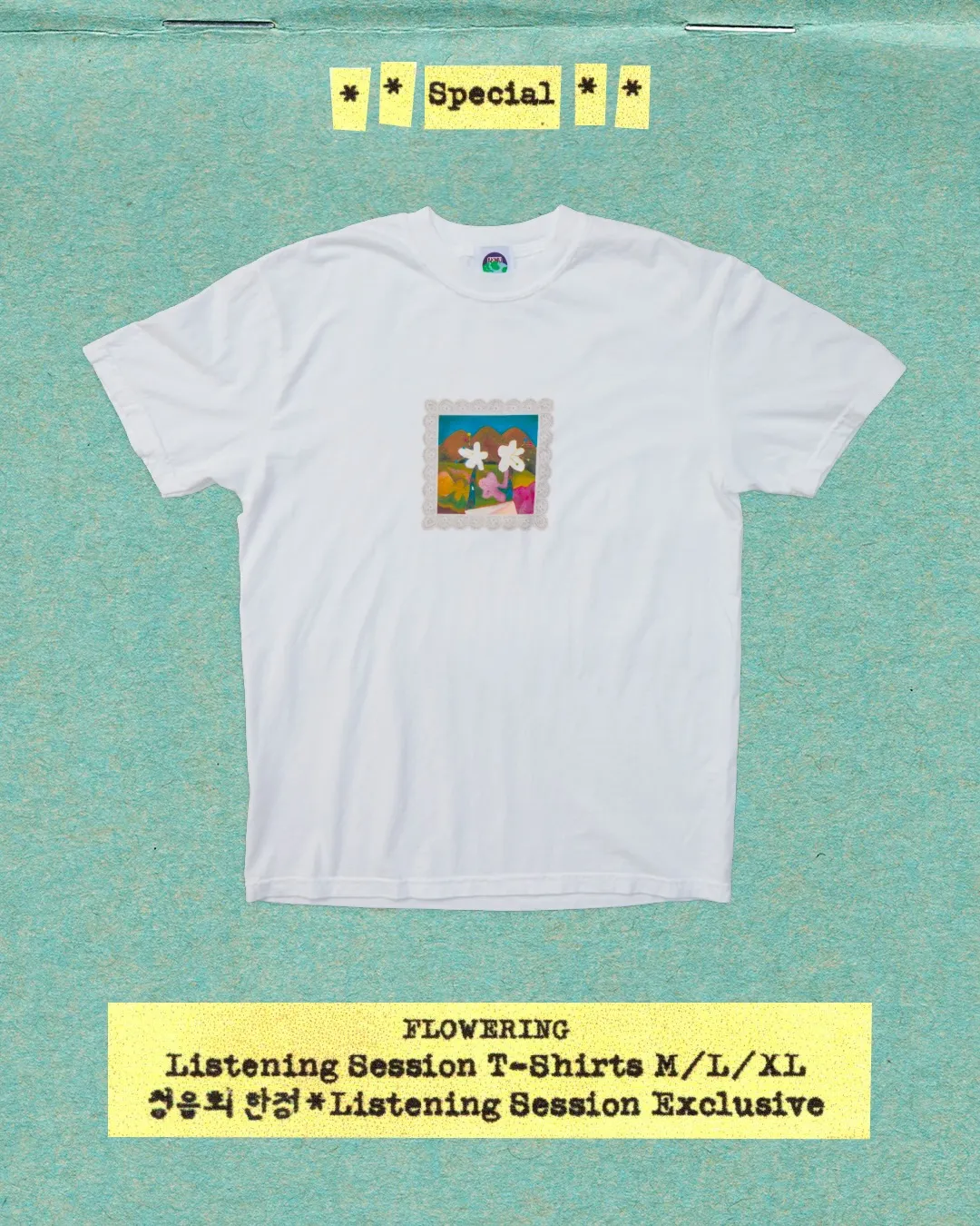 AKMU, MD, Merch, FLOWERING, AKMU, FLOWERING, Lee Chan-hyuk, Lee Su-hyun, Masking tape, T-shirt, Listening party