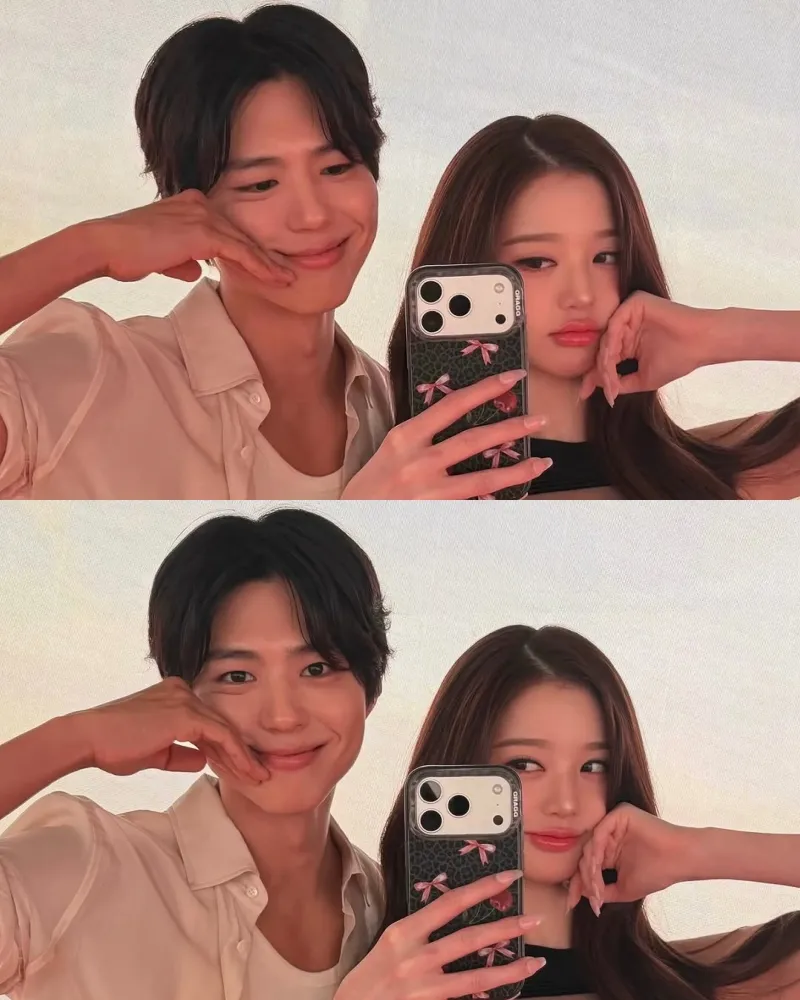 아이브 장원영, 박보검과 눈부신 투샷…볼에 손 올리고 '찰칵'