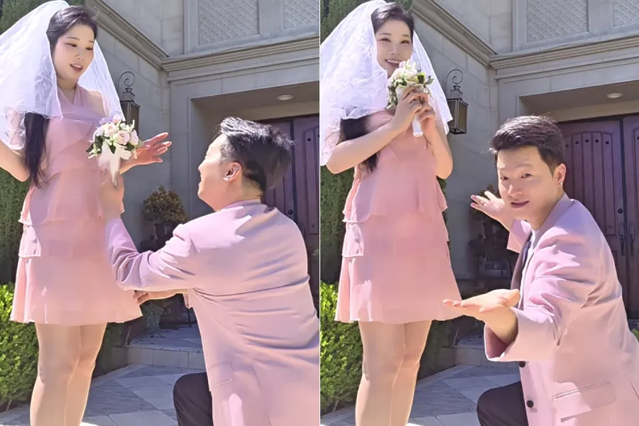 Ryangha coloca véu nupcial em ♥Kim Hee e ensaia pedido de casamento "bem doce"
